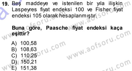 İstatistik Dersi Ara Sınavı Deneme Sınav Soruları 19. Soru