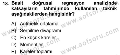 İstatistik Dersi 2013 - 2014 Yılı (Final) Dönem Sonu Sınav Soruları 18. Soru