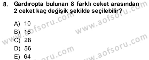 İstatistik Dersi 2013 - 2014 Yılı (Final) Dönem Sonu Sınav Soruları 8. Soru