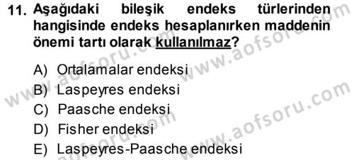 İstatistik Dersi 2013 - 2014 Yılı Tek Ders Sınav Soruları 11. Soru