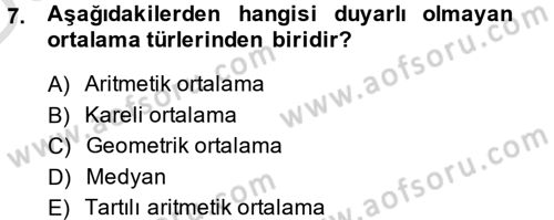 İstatistik Dersi 2013 - 2014 Yılı Tek Ders Sınav Soruları 7. Soru