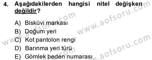 İstatistik Dersi Ara Sınavı Deneme Sınav Soruları 4. Soru
