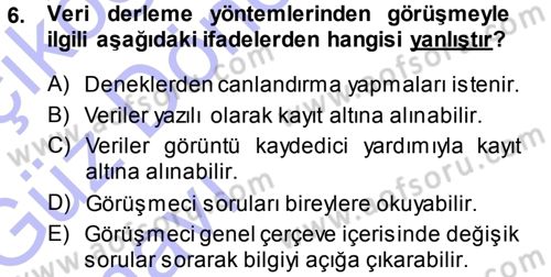 İstatistik Dersi Ara Sınavı Deneme Sınav Soruları 6. Soru