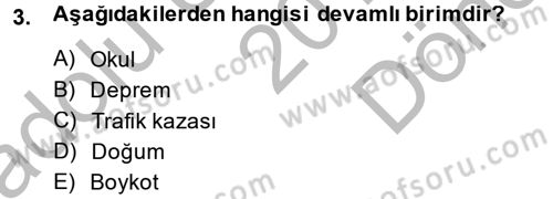 İstatistik Dersi 2014 - 2015 Yılı (Final) Dönem Sonu Sınav Soruları 3. Soru