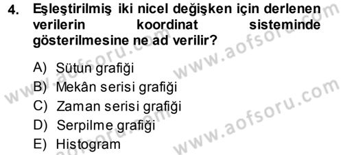 İstatistik Dersi 2014 - 2015 Yılı (Final) Dönem Sonu Sınav Soruları 4. Soru