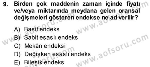 İstatistik Dersi 2014 - 2015 Yılı (Final) Dönem Sonu Sınav Soruları 9. Soru