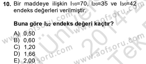 İstatistik Dersi 2014 - 2015 Yılı Tek Ders Sınav Soruları 10. Soru