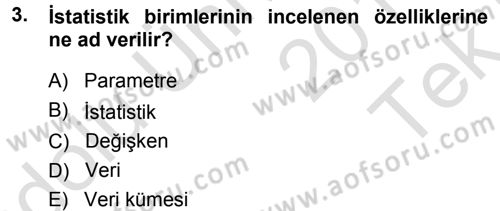 İstatistik Dersi 2014 - 2015 Yılı Tek Ders Sınav Soruları 3. Soru