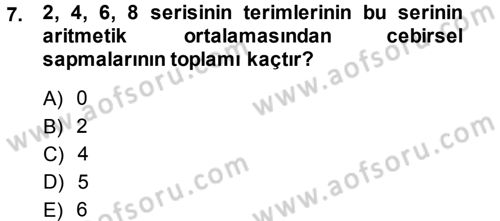 İstatistik Dersi 2014 - 2015 Yılı Tek Ders Sınav Soruları 7. Soru