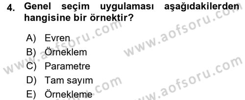 İstatistik Dersi Ara Sınavı Deneme Sınav Soruları 4. Soru