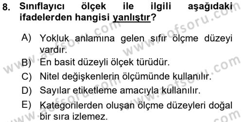 İstatistik Dersi 2015 - 2016 Yılı (Vize) Ara Sınav Soruları 8. Soru