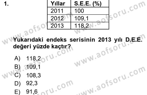 İstatistik Dersi 2015 - 2016 Yılı (Final) Dönem Sonu Sınav Soruları 1. Soru