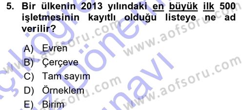 İstatistik Dersi 2015 - 2016 Yılı (Final) Dönem Sonu Sınav Soruları 5. Soru