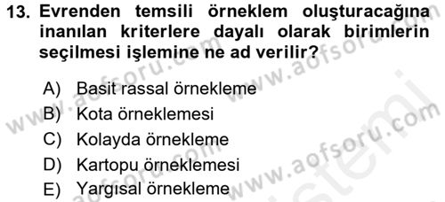 İstatistik Dersi 2015 - 2016 Yılı Tek Ders Sınav Soruları 13. Soru
