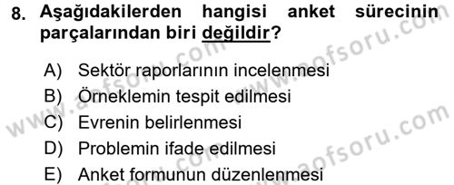İstatistik Dersi 2015 - 2016 Yılı Tek Ders Sınav Soruları 8. Soru