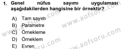 İstatistik Dersi 2016 - 2017 Yılı 3 Ders Sınav Soruları 1. Soru