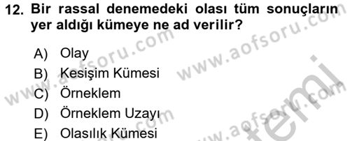 İstatistik Dersi 2016 - 2017 Yılı 3 Ders Sınav Soruları 12. Soru