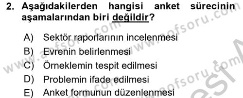İstatistik Dersi 2016 - 2017 Yılı 3 Ders Sınav Soruları 2. Soru
