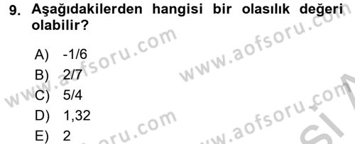 İstatistik Dersi 2016 - 2017 Yılı 3 Ders Sınav Soruları 9. Soru