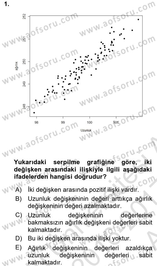 İstatistik Dersi Ara Sınavı Deneme Sınav Soruları 1. Soru