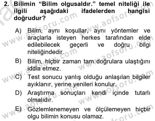 İstatistik Dersi Ara Sınavı Deneme Sınav Soruları 2. Soru