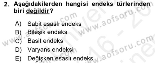 İstatistik Dersi 2016 - 2017 Yılı (Final) Dönem Sonu Sınav Soruları 2. Soru