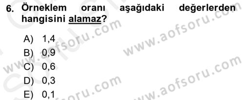 İstatistik Dersi 2016 - 2017 Yılı (Final) Dönem Sonu Sınav Soruları 6. Soru