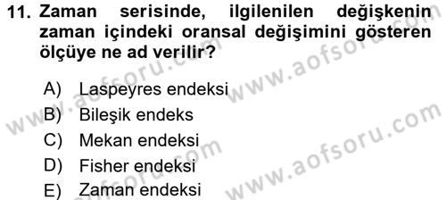İstatistik Dersi 2017 - 2018 Yılı 3 Ders Sınav Soruları 11. Soru