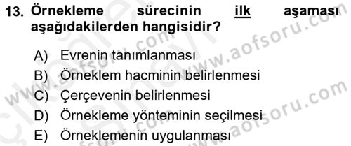 İstatistik Dersi 2017 - 2018 Yılı 3 Ders Sınav Soruları 13. Soru