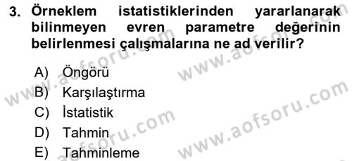 İstatistik Dersi 2017 - 2018 Yılı 3 Ders Sınav Soruları 3. Soru