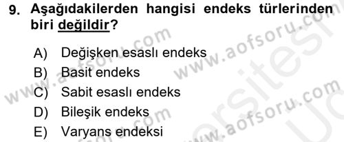 İstatistik Dersi 2017 - 2018 Yılı 3 Ders Sınav Soruları 9. Soru