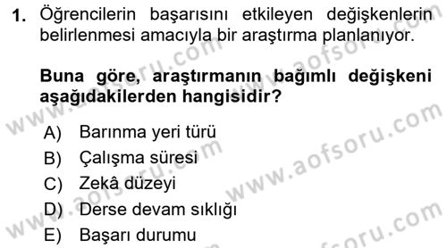 İstatistik Dersi 2017 - 2018 Yılı (Vize) Ara Sınav Soruları 1. Soru