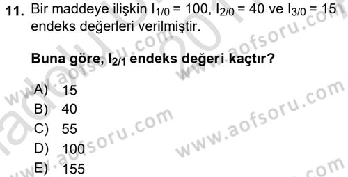 İstatistik Dersi Ara Sınavı Deneme Sınav Soruları 11. Soru