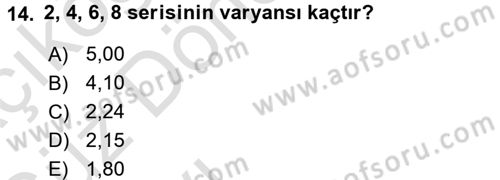 İstatistik Dersi 2017 - 2018 Yılı (Vize) Ara Sınav Soruları 14. Soru