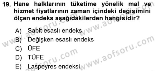 İstatistik Dersi Ara Sınavı Deneme Sınav Soruları 19. Soru