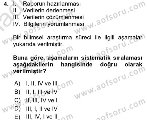 İstatistik Dersi Ara Sınavı Deneme Sınav Soruları 4. Soru