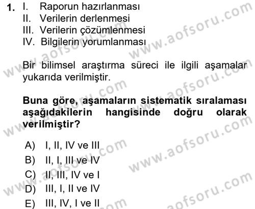 İstatistik Dersi 2018 - 2019 Yılı 3 Ders Sınav Soruları 1. Soru