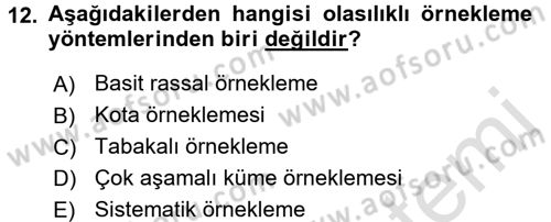 İstatistik Dersi 2018 - 2019 Yılı 3 Ders Sınav Soruları 12. Soru