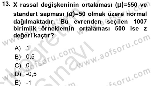İstatistik Dersi 2018 - 2019 Yılı 3 Ders Sınav Soruları 13. Soru
