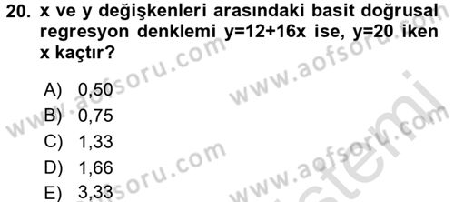 İstatistik Dersi 2018 - 2019 Yılı 3 Ders Sınav Soruları 20. Soru