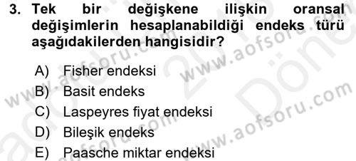İstatistik Dersi 2018 - 2019 Yılı (Final) Dönem Sonu Sınav Soruları 3. Soru