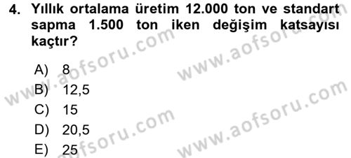 İstatistik Dersi 2018 - 2019 Yılı (Final) Dönem Sonu Sınav Soruları 4. Soru