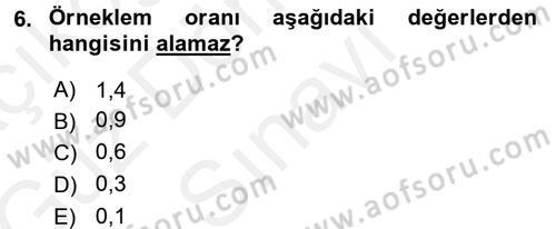 İstatistik Dersi 2018 - 2019 Yılı (Final) Dönem Sonu Sınav Soruları 6. Soru
