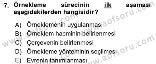 İstatistik Dersi 2018 - 2019 Yılı (Final) Dönem Sonu Sınav Soruları 7. Soru