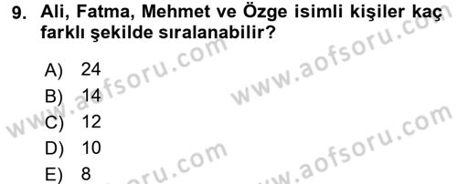 İstatistik Dersi 2018 - 2019 Yılı (Final) Dönem Sonu Sınav Soruları 9. Soru