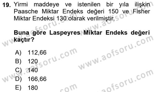 İstatistik Dersi Ara Sınavı Deneme Sınav Soruları 19. Soru