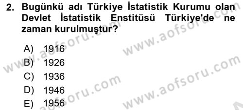 İstatistik Dersi Ara Sınavı Deneme Sınav Soruları 2. Soru