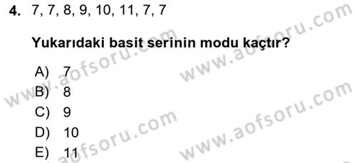 İstatistik Dersi 2019 - 2020 Yılı (Final) Dönem Sonu Sınav Soruları 4. Soru