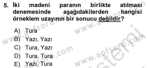 İstatistik Dersi 2019 - 2020 Yılı (Final) Dönem Sonu Sınav Soruları 5. Soru