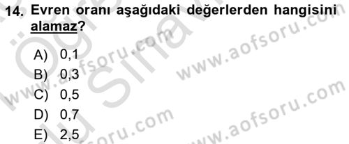 İstatistik Dersi 2020 - 2021 Yılı Yaz Okulu Sınav Soruları 14. Soru